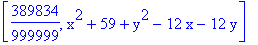 [389834/999999, x^2+59+y^2-12*x-12*y]